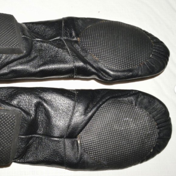 ANGELO LUZIO UNISEX M 7 W 9 BLACK LEATHER ELASTIC SPLIT SOLE JAZZ DANCE SHOES - Picture 6 of 6